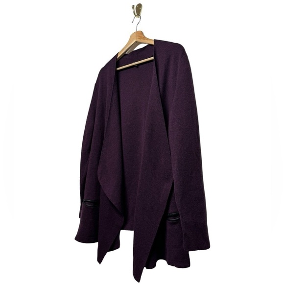 EILEEN FISHER 100% Merino Wool Sweater Cardigan Purple 1X - Picture 6 of 11